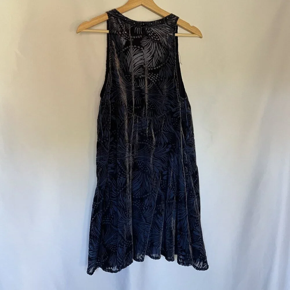 Free People boho scoop neckline sleeveless dress purple navy women's size M